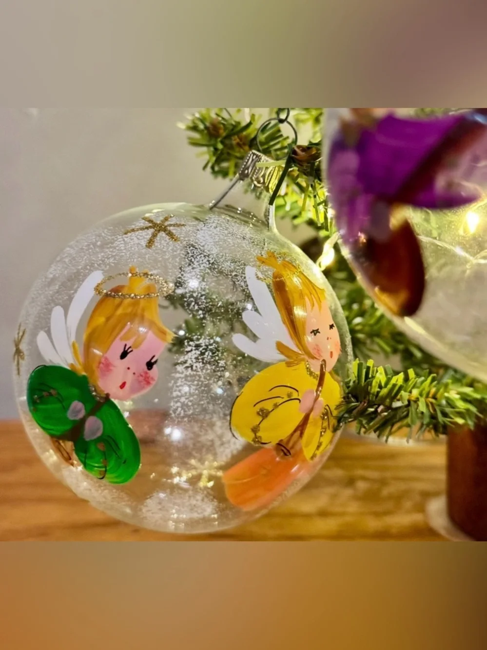 Vintage Hand-Painted Glass Angel Musician Christmas Ornaments – Set of 6